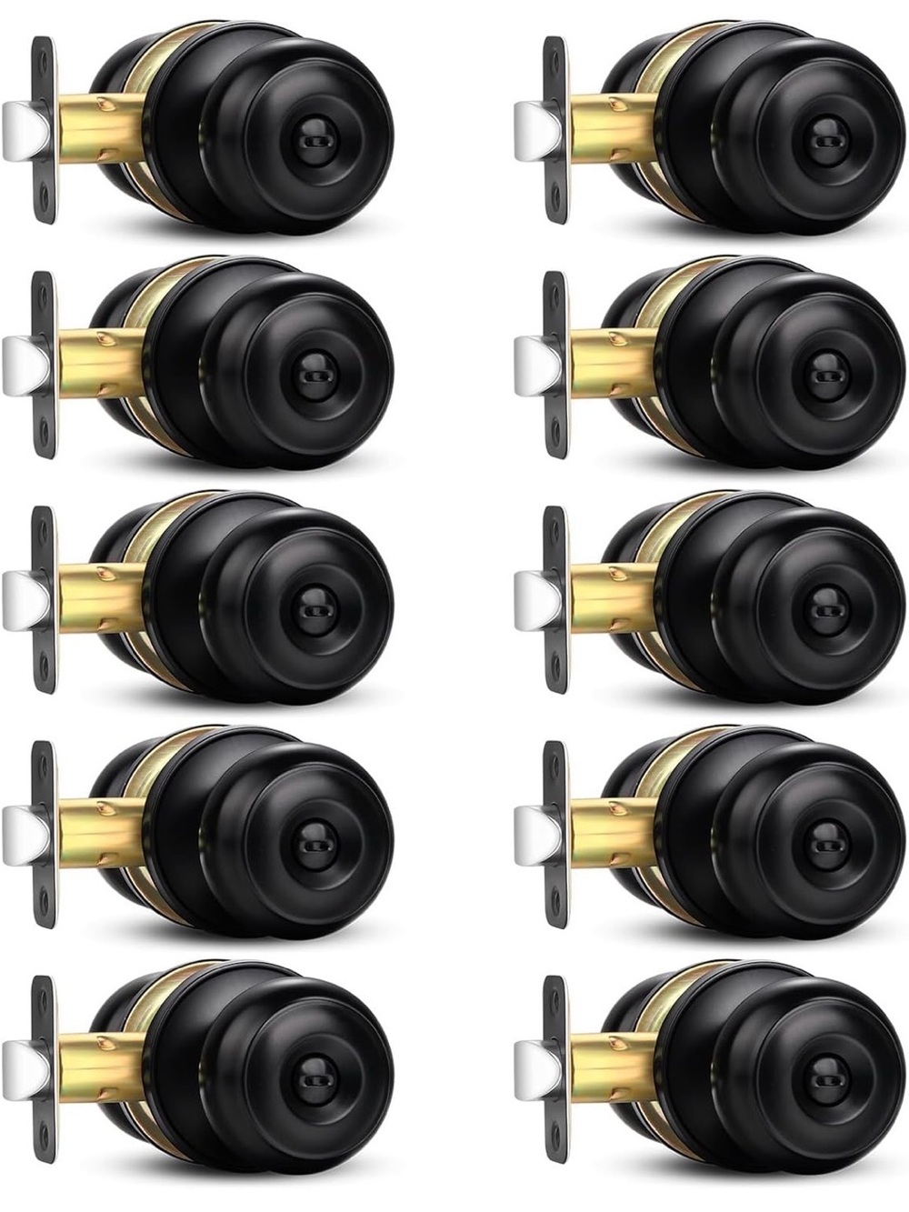 Black Door Knob Privacy Set - 10-Pack